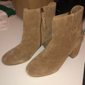 Camel suede short booties